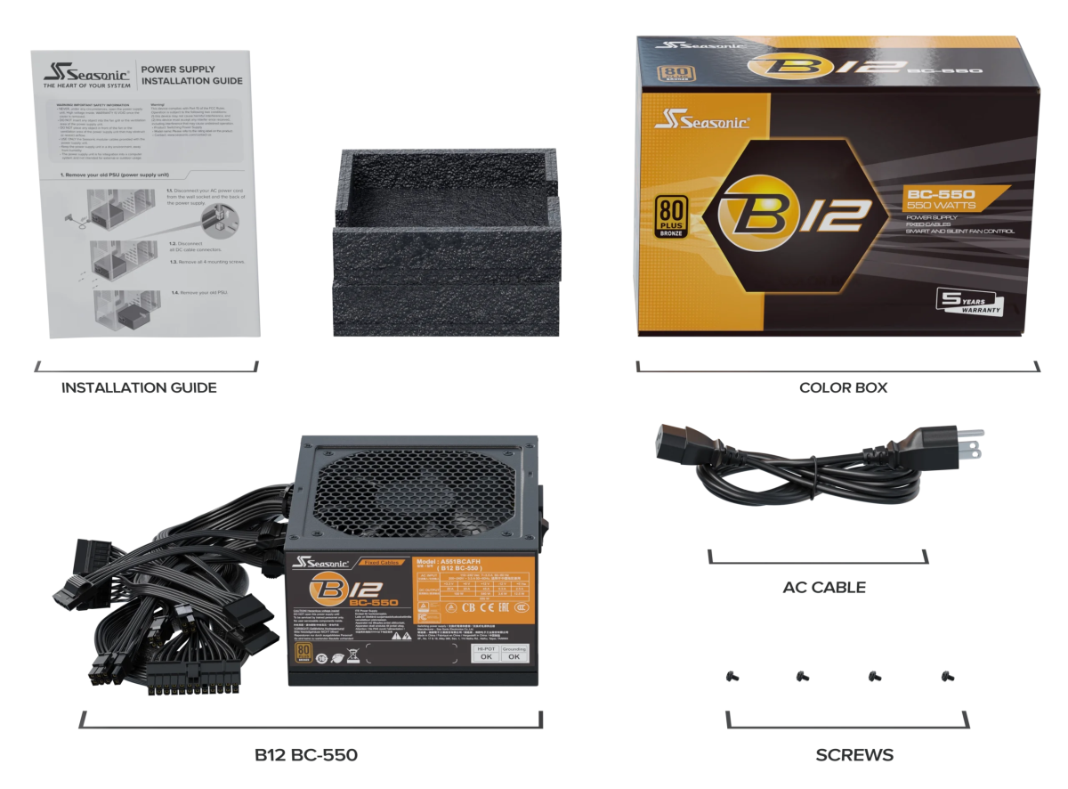Seasonic B12 BC - 550 Power Supply 550 Watts | A551BCAFH - Vektra Computers LLC Seasonic B12 BC - 550 Power Supply 550 Watts | A551BCAFH - Vektra Computers LLC